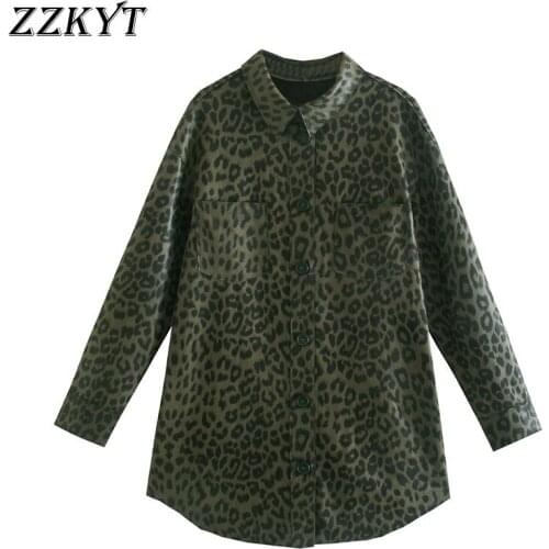 ZZKYT 2021 Women Autumn Fashion Print Single Breasted Pockets Blouses Vintage Lapel Collar Long Sleeve Female Shirt Loose Tops