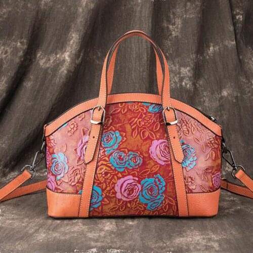 New Vintage Hit color Women Bags Crossbody Tote Bag Genuine Embossed Leather Handbags Women Cowhide Shoulder Messenger Bags