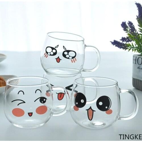 150ml 1-4pcs glass expression cup creative water cup big belly glass child cute home milk breakfast cup coffee mug