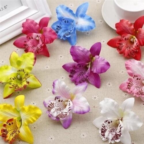 9colors 10pcs 7cm Artificial phalaenopsis flannelet silk orchid heads diy hair accessory wrist corsage decoration