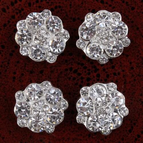20pcs/lot 15MM 2Color High Quality Clear Rhinestone Button For Garment Accessories Shinning Alloy Crystal Button For Hair Flower
