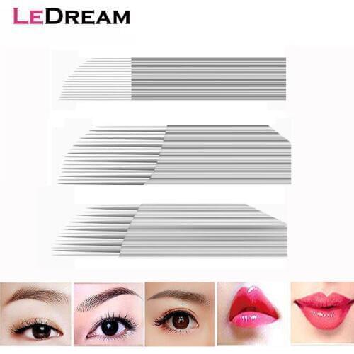 10pcs/lot Single Double Triple Rows Larger Curve Permanent Makeup Eyebrow Tattoo Needle Microblading 3D Embroidery Manual Blade