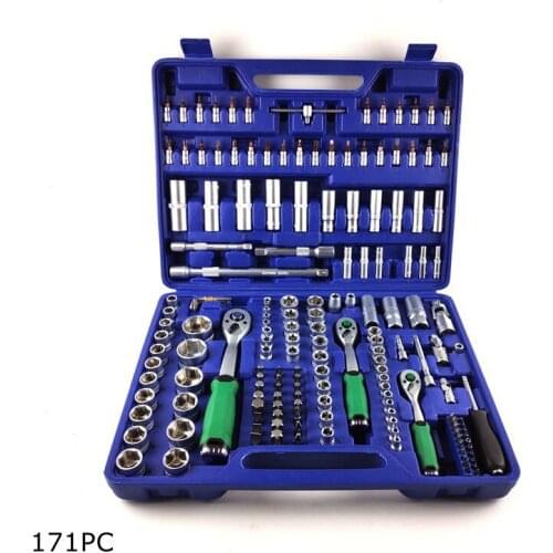 171Pcs Socket Ratchet Car Repair Tool Wrench Set 1/4in 3/8in 1/2in Ratchet Socket Wrench Set Car Repair Removal Installation Set
