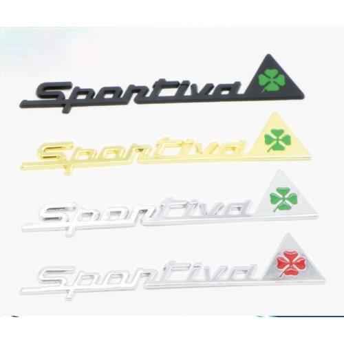 2X 3D Metal Sportiva Quatrefoil Green Delta Car Sticker Sport iva Emblem Badge for Alfa Romeo 4C 8C 156 166 Giulietta Spider GT