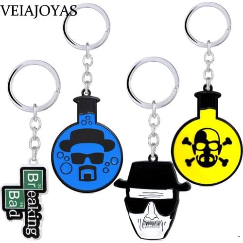 2018 Attractive Trendy Jewelry Breaking Bad Keychains Breaking Bad Logo Alloy Pendants Necklace Car Key Chains Chaveiro Ornament