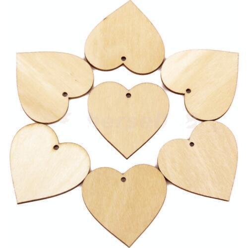25pcs 40mm Wooden Heart Shapes Embellishments Small Mini Shape For Craft Decoration