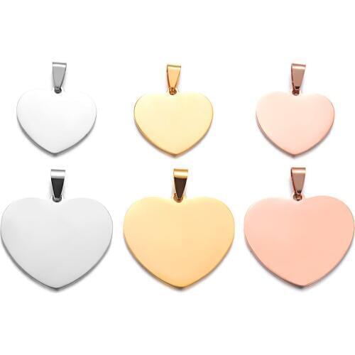 3pcs/Lot Stainless Steel Charm Heart Shaped Blank Charms Necklace Pendants for DIY Jewelry Making Accessories