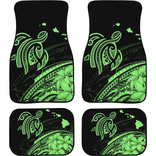 4pcs Plumeria Polynesian Green Turtle Print Car Carpet Floor Mats Washable Universal Floor Mat for Cars Carpet Rug Dropshipping