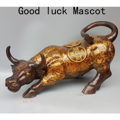 57CM Large HUGE HOME company Shop entrance-hall lobby TOP Ornament Good luck Mascot thriving business money BULL BRONZE Statue