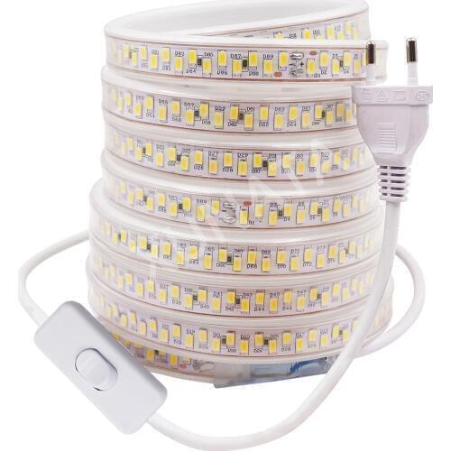 180led/m Led Strip Light 5730 5630 SMD 220V Waterproof Flexible Led Tape Ribbon Lamp 1m 2m 5m 10m 20m 50m 100m with Switch Plug