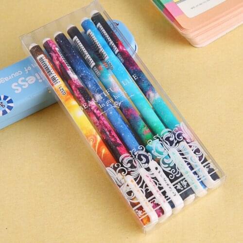 6pc/Lot Creative Stationery Lovely Cartoon Star Writing sets Fluency Black Pen Kawaii School Supplies Cute Stationery Pens