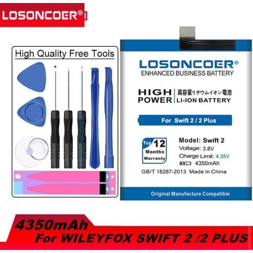 LOSONCOER 4350mAh Swift 2 High Capacity Batteries for Wileyfox Swift 2 /2 Plus Battery In Stock