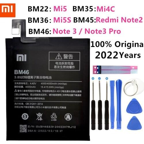 BM22 BM35 BM36 BM45 BM46 Battery For Xiaomi Mi 5 4C 5S Mi5 Mi4C Mi5S Redmi Note 2 3 Pro Replacement Battery+Free Tools