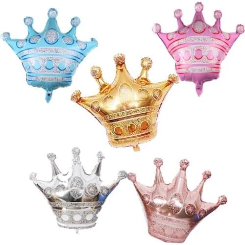 Large Pink Blue Gold Silver Crown Foil Balloons Happy Birthday Party Baby Shower Boy Girl Toys Princess Prince Party Supplies