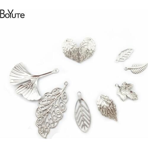 BoYuTe Metal Stainless Steel Ginkgo Maple Leaf Charms Diy Hand Made Jewelry Materials Wholesale
