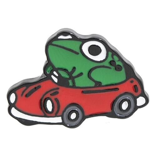 New Arrival Enamel Brooches Cute Naughty Frog Driving A Car Shape Lapel Pin Jewelry Fashion Clothing Deco Trinket Accessory