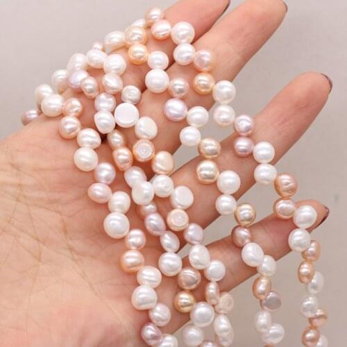 High Quality Natural Freshwater Pearl Flat Beads Two Eight Hole For Bracelet Necklace Earring Jewelry Making Gift Size 7-8mm