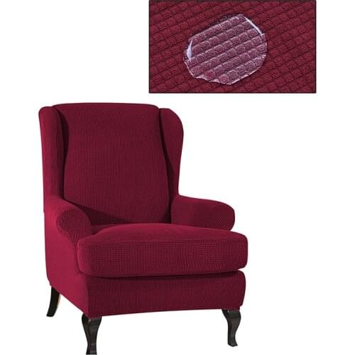 Waterproof Spandex Wingback Chair Cover Elastic Armchair Slipcover Stretch Furniture Protector for Living Room 2 Piece/set