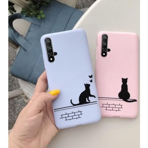For Huawei Nova 5T Phone Case Cat Cartoon Design TPU Silicone Candy Color Back Cover for Huawei Nova5T 5 T Nova 5T case cover