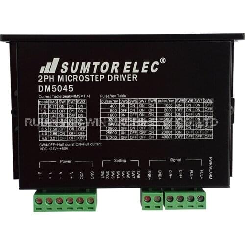 DM5045 2PH Microstep Driver CNC NEMA 17 23 34 Stepper Motor Driver 1.0-4.5A DC24-50V 256 Subdivison PWM Driver