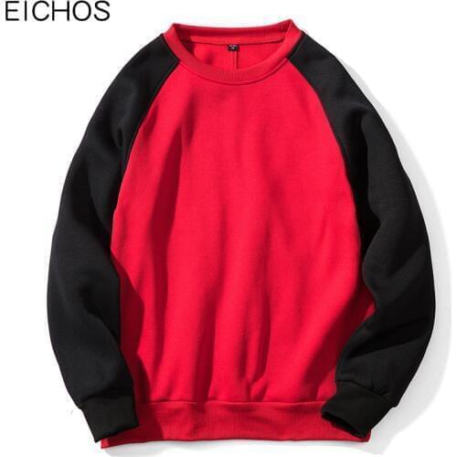 EICHOS Loose Pullover Color Block Patchwork Sweatshirt Men 2018 Casual Hoodies Autumn Streetwear Multicolor Choose EU Size