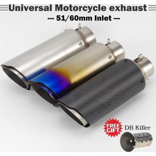 51/60mm Motorcycle Exhaust Modified Muffler with DB Killer For CB400 CBF190R Z250 Ninja250 Z900 R3 Nmax155 PCX125 CBR1000RR ER6N