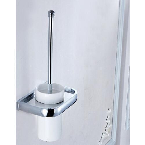 Chrome Finish Toilet Brush Holder Square Style Wall Mounted Toilet Brush Cup Holder Bathroom Accessories KD898