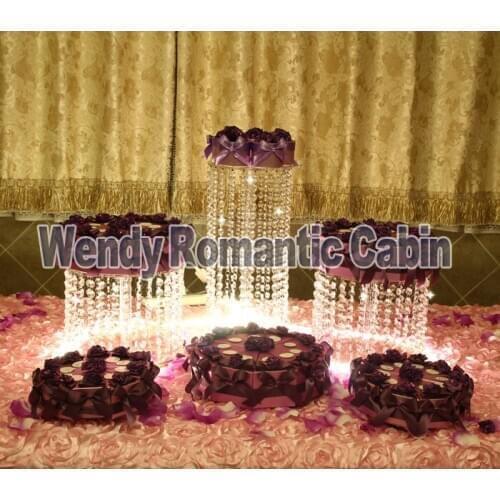 Party Crystal Cake Stand 3PCS/lot -03D1-Wedding decoration Party supplies circle clear crystal centerpiece Paty cake holders