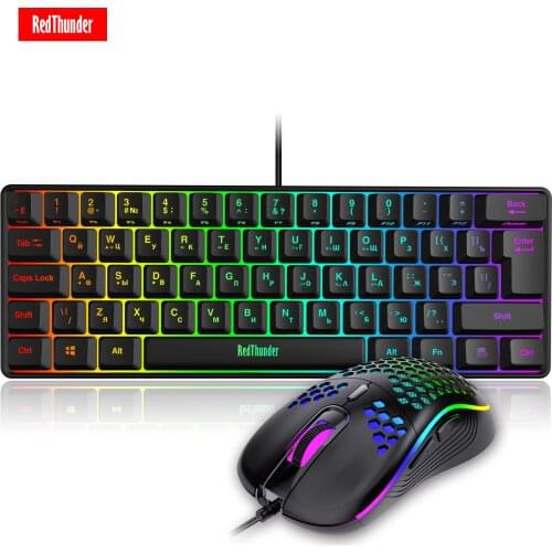 RedThunder 60% Gaming Keyboard and Mouse Combo, RGB Backlit, Ultra-Compact Mini Keyboard, 7200DPI Gaming Mouse for PC Mac Gamer