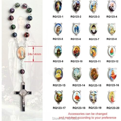 Customized Decade Rosary Acrylic Bead Mixed Color Many Crucifix Center Medal For Selection