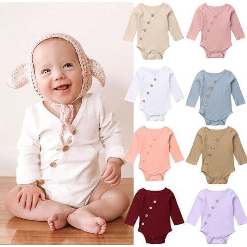 Baby Boy Girl Toddler Newborn Romper Jumpsuit Clothes Outfit Casual Long Sleeve Cotton Rompers 0-24M