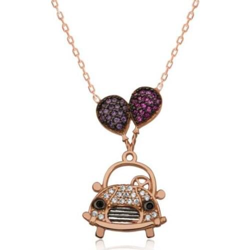 KUTAYDAN 925 Sterling Silver Bubble Car Lady Necklace