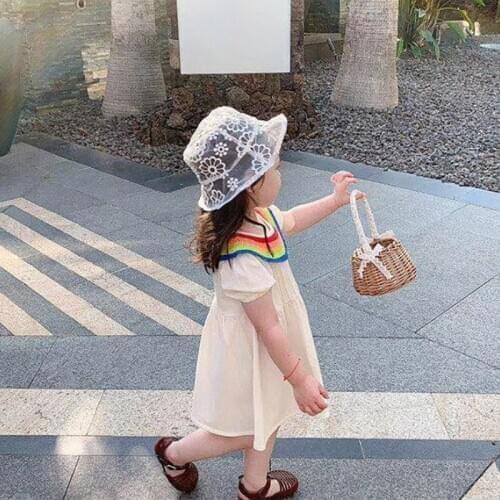 Summer Flower Lace Baby Hat Children Girls Cap Cotton Floral Baby Girl Sun Hat Bucket Kids Caps Bonnet