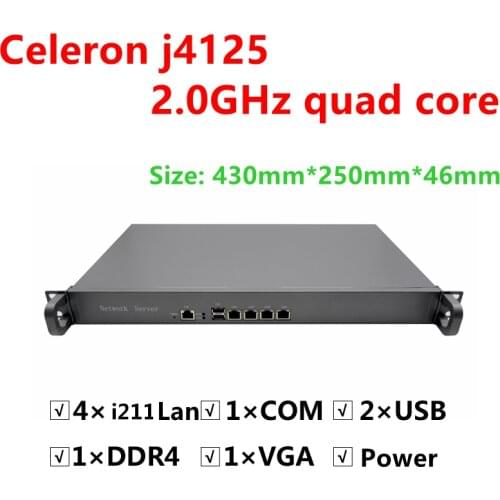 1U Celeron J1900 2.0GHZ Quad Core firewall router pfsense With 4 LAN 1000M Firewall network server
