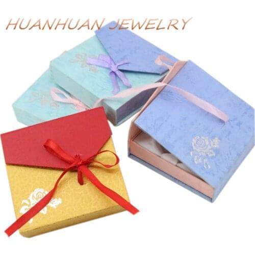 Multicolor Kraft Paper Gift Box Packaging Bracelet Necklace Decorations Favors Wedding Gifts Boxes Party Jewelry Casket B3444