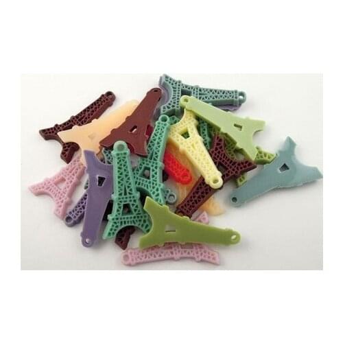 Fashion Vintage Resin Mixed Color Eiffel Tower Cameo Cabochon Charms Pendants For Jewelry Making Findings Bracelets 10PCS Z3035