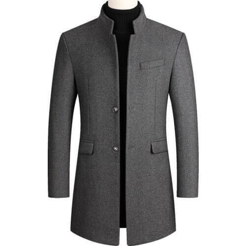 2020 New Autumn and Winter Large-size Wool Blended Coat Mens Long Windbreaker Jacket Cotton Warm Jacket Mens Coat