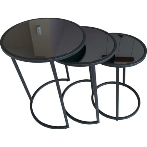 New Modern Özell. Circle Smoked Mirrored Zigon Coffee table coffe table table basse