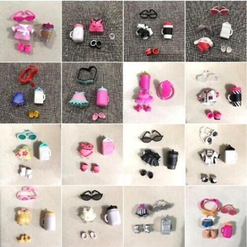 1 set LOL Doll clothes Headwear glasses bottle shoes Accessorries lol accessories on sale Original collection Random sending