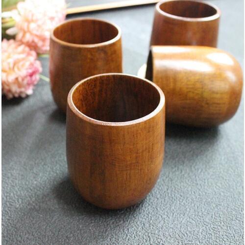 Wholesale 100 PCS High quality nature Wood Tea Cup Wooden Cup Eco-friendly Pot-bellied Cup 50pcs