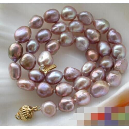 Free shipping 004412 17" 11mm lavender baroque freshwater pearl necklace