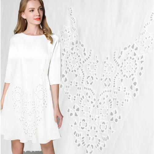 Pearlsilk 12momme White Heart Embiordered Crepe De Chine Silk 100% Silk Summer Dress DIY clothes fabrics Freeshipping