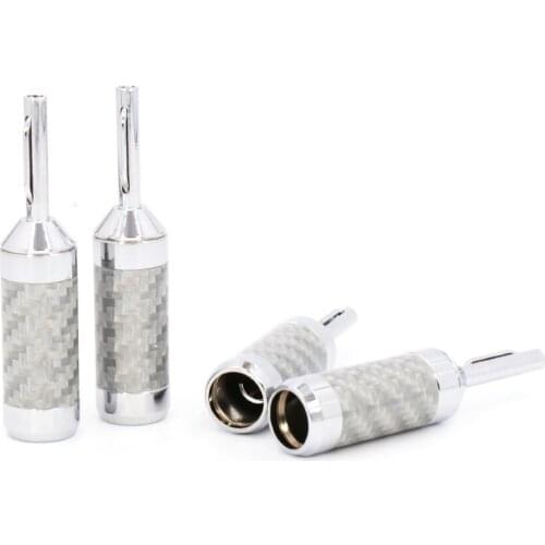 Preffair 4pcs/8PCS/16PCS Hifi Banana Jack High Quality Carbon Fiber Rhodium Plated Speaker Cable Banana Plug Connector