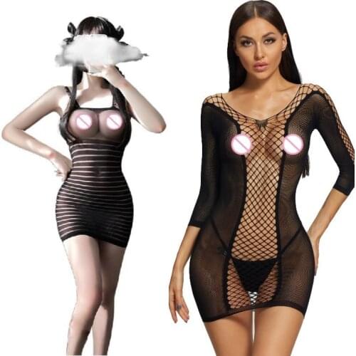 See Through Leotard Catsuit Sex Transparent Female Bodysuit Sexy Lingerie Mesh Skirt Erotic Underwear Sexi Women Bodycon Dress