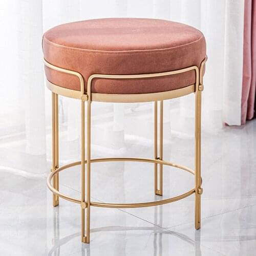 Living Room Sofa Door Side Footrest Seat Luxury Soft Velvet Ottoman Stool Pouf bedroom furniture Gold Metal Cloakroom Dressing