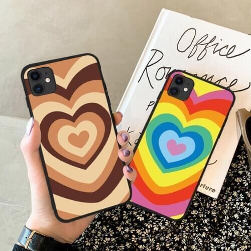 Cute Hot rainbow Heart shape Love soft silicon phone case For iphone 12 11 Pro SE 2020 X XS MAX 7 8 6s plus Loves cute cover