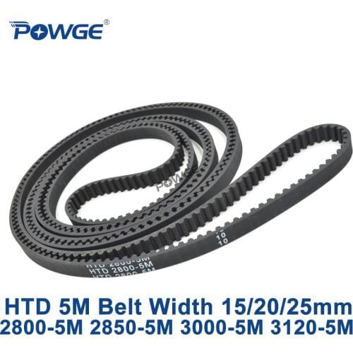 POWGE HTD 5M synchronous Timing belt C=2800/2850/3000/3120 width 15/20/25mm Teeth 560 570 600 624 HTD5M 2800-5M 2850-5M 3000-5M