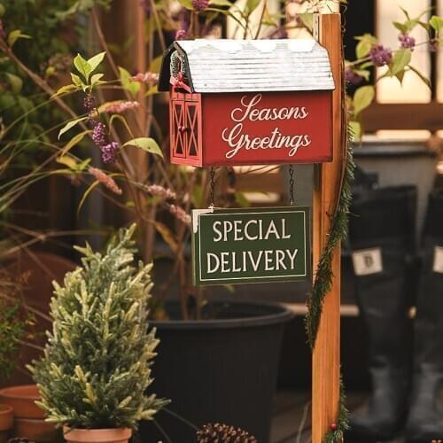 Nordic retro wooden floor letter box Christmas shopping mall restaurant interior window scene decoration decoration decoration