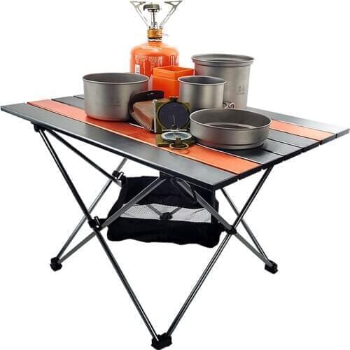 Folding Camping Table, Portable Aluminum Camp Table Lightweight Durable Compact Roll Up Picnic Tables for Travel Fishing