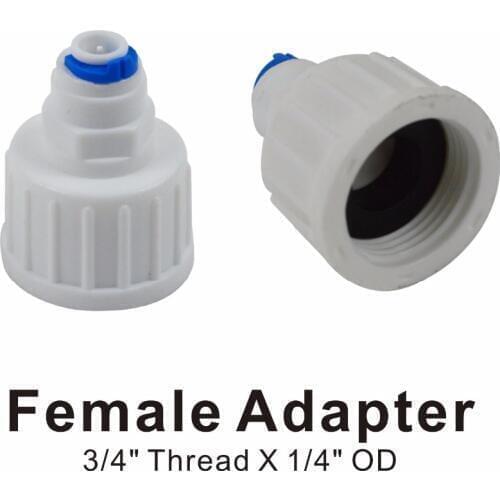 2 PACK of 3/4" BSP to 1/4" Push Fit Standard Garden Tap Adapter Connector, Washing Machine, Fridge Water Filter